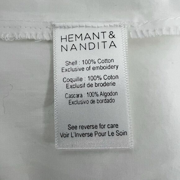 Hemant and Nandita Ari Button Up Shirt Off White Palm Embroidered Long Sleeve XS - Picture 9 of 10